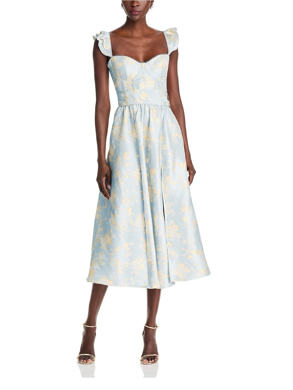 NWT V. Chapman Vera Corset Midi Dress Sky Windsor Brocade Size 12 Romantic